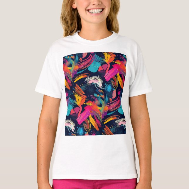 Ljuslevande kaos stänk Graffiti T Shirt (Framsida)