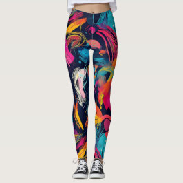 Ljuslevande kaos stänk graffitimålning leggings