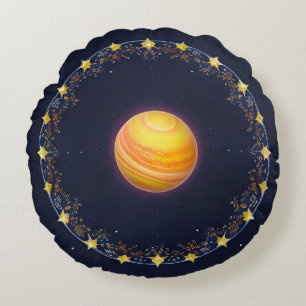 Ljuslevande Kosmisk Konst Rund Kudde