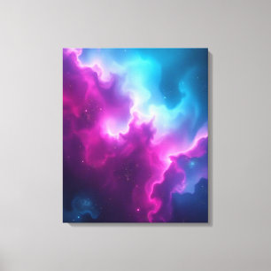 Ljuslevande Kosmisk Nebulosa Abstrakt Canvas Konst