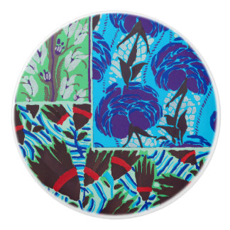 Ljuslevande Maximalistisk Blå & Grön Blommig Konst Knopp