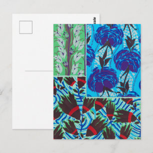 Ljuslevande Maximalistisk Blå & Grön Blommig Konst Vykort