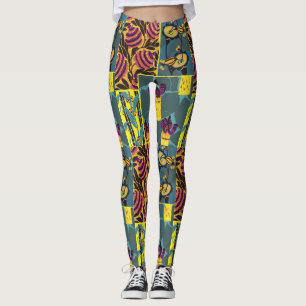 Ljuslevande Maximalistisk Lila & Turkos Blommig Tr Leggings
