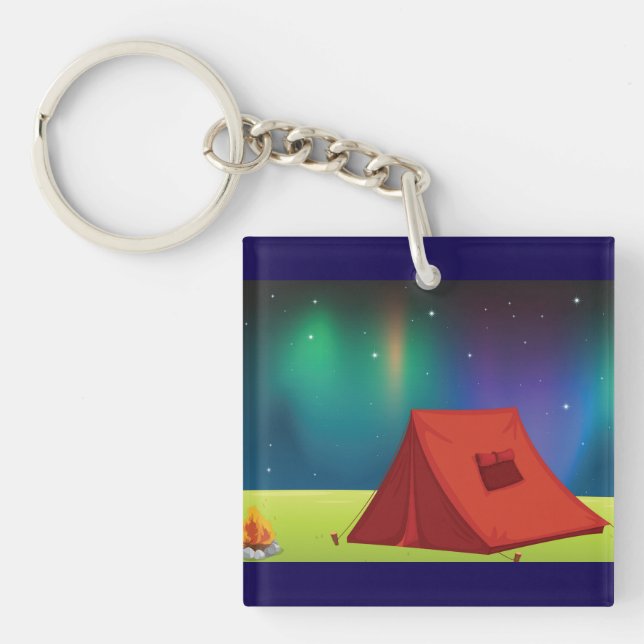 Ljuslevande Norrskens Camping Tält Natt (Framsidan)