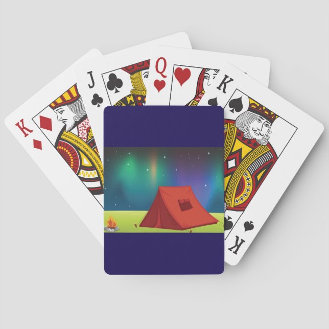 Ljuslevande Norrskens Camping Tält Natt Casinokort (Baksidan)