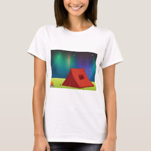 Ljuslevande Norrskens Camping Tält Natt T Shirt