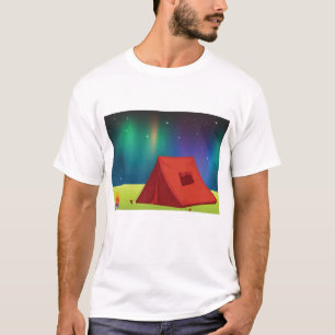 Ljuslevande Norrskens Camping Tält Natt T Shirt