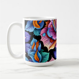 Ljuslevande och färgrik blomma kaffemugg