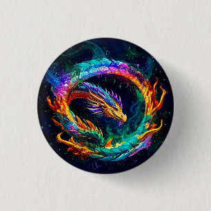 Ljuslevande Ouroboros Drakkonst Symbol Knapp