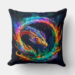 Ljuslevande Ouroboros Drakkonst Symbol Kudde