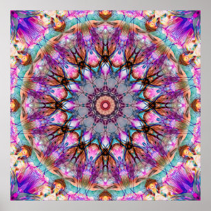 Ljuslevande Psykedelisk Kalejdoskop Mandala Poster