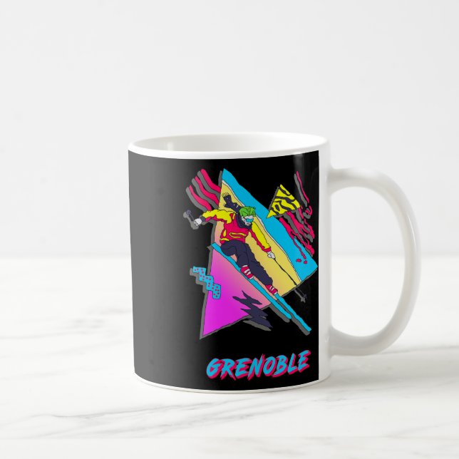 Ljuslevande skiddesign med Grenoble Text Ski  Kaffemugg (Höger)
