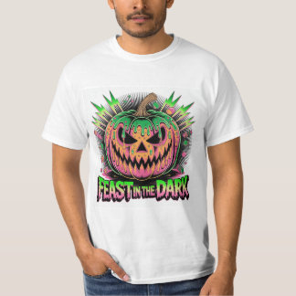 Ljuslevande Skräckig Pumpa Pop Art T Shirt