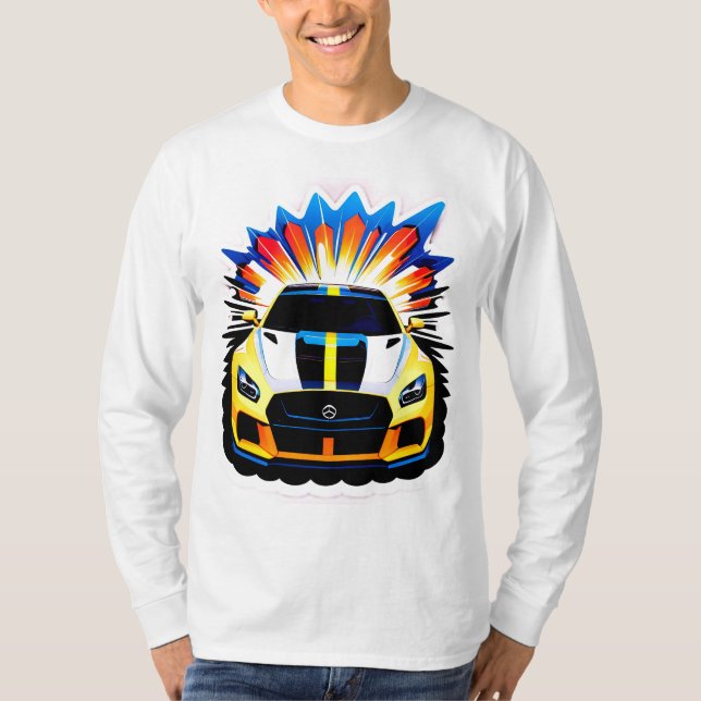 Ljuslevande tävlingsbil t shirt (Framsida)