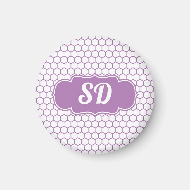 Ljuslila bikakemönster anpassad monogram magnet (Framsidan)