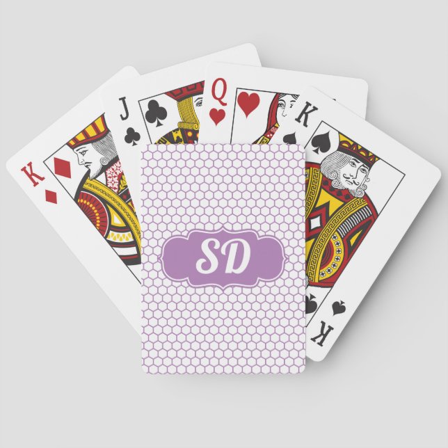 Ljuslila bikakemönstrad hexagon casinokort (Baksidan)