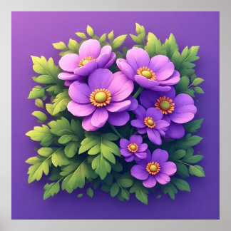 Ljuslila blomsterbukett poster