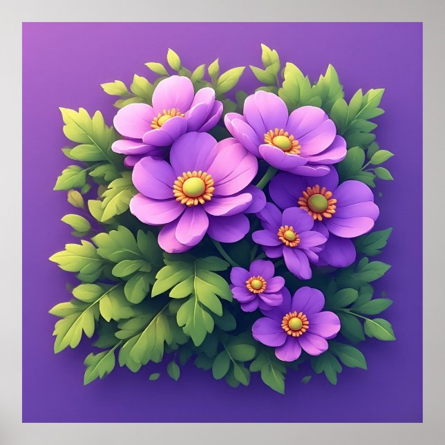 Ljuslila blomsterbukett poster (Framsidan)