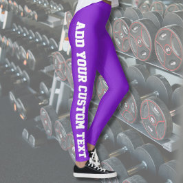 Ljuslila Fettext Anpassad Vertikal Text Leggings