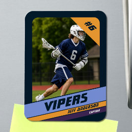 Ljuslila Lacrosse-spelarbild Magnet