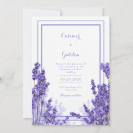 Ljuslila Lavendel Indigo Ram Bröllop Inbjudningar