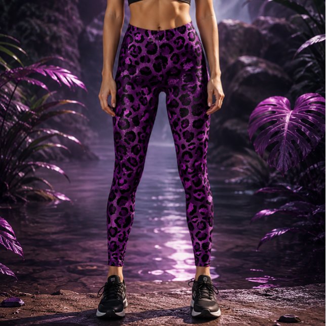 Ljuslila Leopard Leggings (Skapare uppladdad)