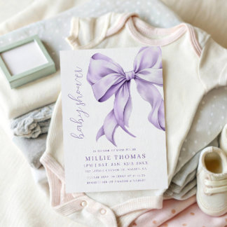 Ljuslila minimalistisk baby shower-inbjudan med ro inbjudningar