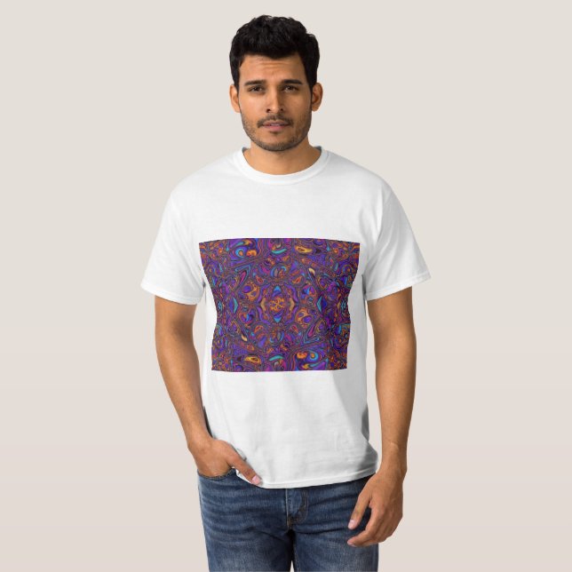 Ljuslila och blå abstrakt vågform t shirt (Hel framsida)