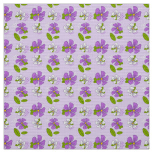 Ljuslila och vita blommor tyg