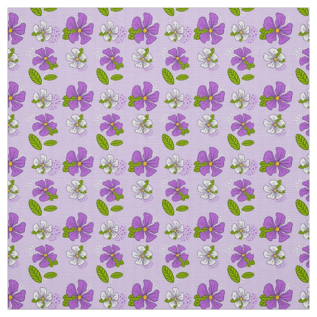 Ljuslila och vita blommor tyg (Provkarta)