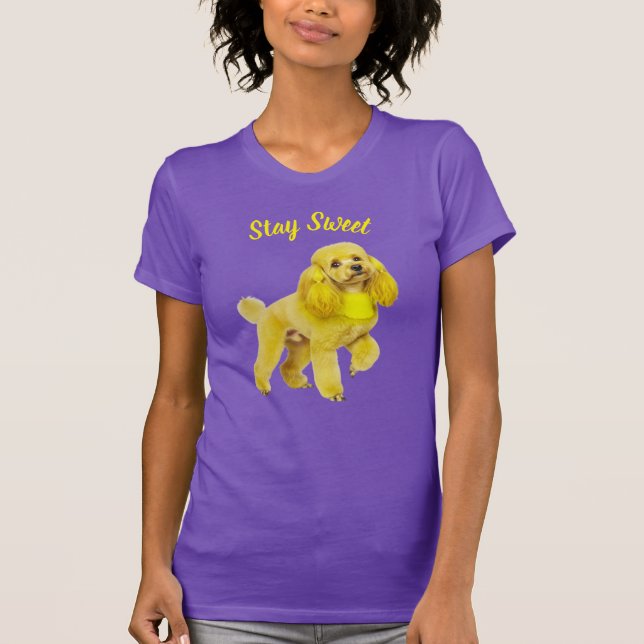 Ljuslila Poodle-konst Söt T-shirt (Framsida)
