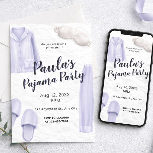Ljuslila Pyjamasparty för Tjejer Inbjudningar