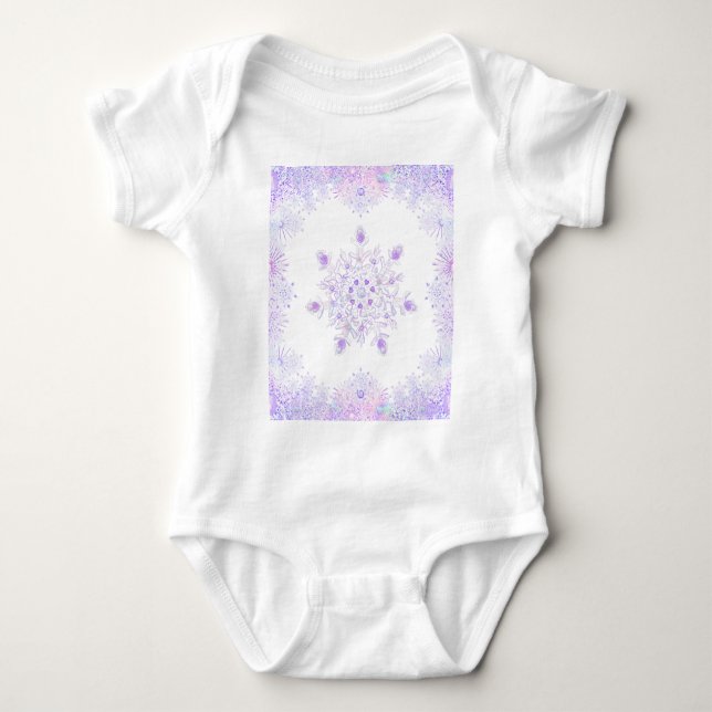 ljuslila snöflinga & glittrande hjärta t shirt (Framsida)