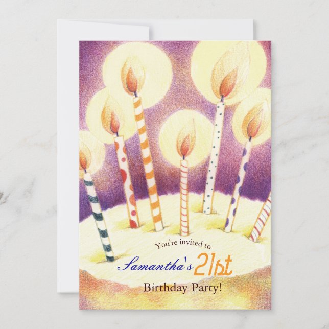 Ljusljus Chic ljus 21:a födelsedagen Party Inbjudningar (Framsida)