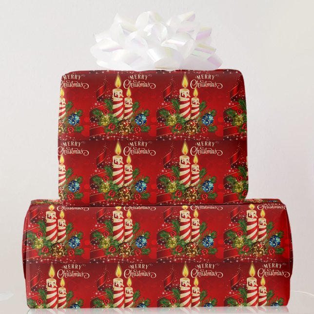 Ljusljus Julrött, ljus, Pinecones Presentpapper (Skapare uppladdad)