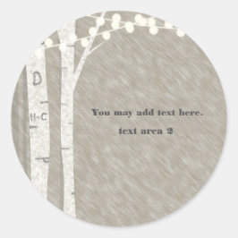 Ljuslyskor med rustika björkträdsmotiv, etiketter