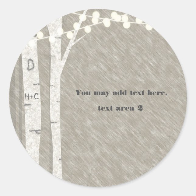 Ljuslyskor med rustika björkträdsmotiv, etiketter (Framsida)