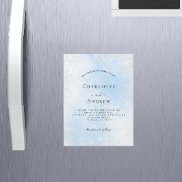 Ljuslyxen bröllop blå himmel silver glitter magnetisk inbjudningskort