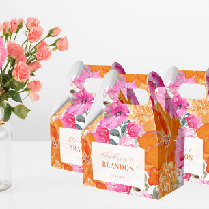Ljusmatad Rosa Orange Garden Blommigt Namn Bröllop Presentaskar