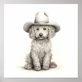 Ljusminimalistisk pennlinje teckning i Pudel Poster