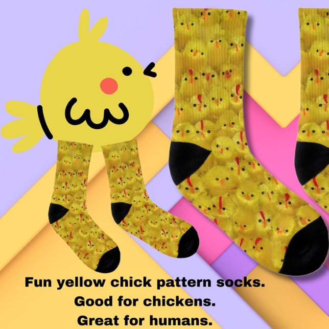 Ljusmodern Gult i Mönster Chick Strumpor (These fun yellow baby chick pattern socks are bold, modern + cute! A perfect Easter or spring gift!)