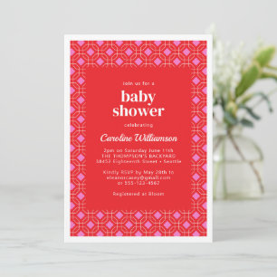Ljusmodern röd Rosa Geometric Baby Shower Inbjudningar
