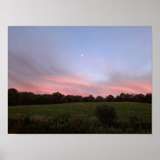 Ljusmolnfoto måne i liggande Fält Poster