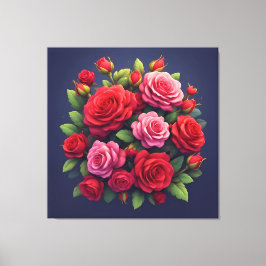 Ljusnande bukett med röda och rosa blommor canvastryck