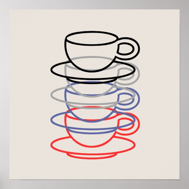Ljusnande kaffekoppar Konst Poster (Framsidan)