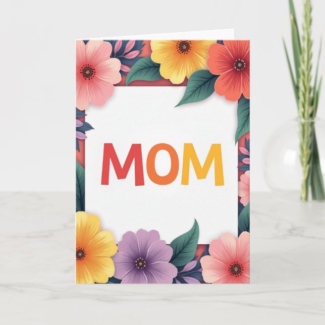 Ljusnande Mamma Blommig Ram Kort (Framsida)