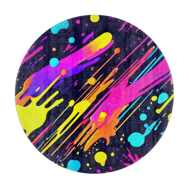 Ljusnande neon abstrakt färgsprutdesign (Framsidan)