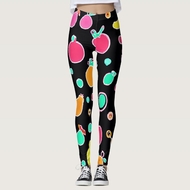 Ljusnande neonsköld av frukt leggings (Framsida)