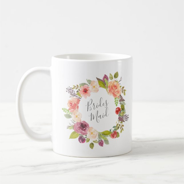 Ljusnande sommarblommig krans | Brudtjej-mugg Kaffemugg (Vänster)