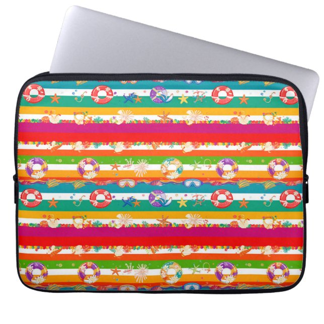 Ljusnande sommarstrand-tema laptop fodral (Framsidan)